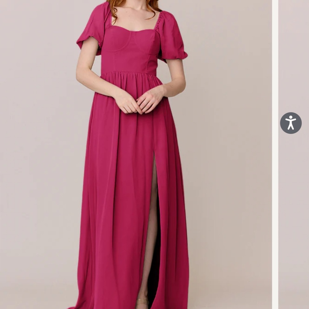 Revelry hot pink bridesmaids dress